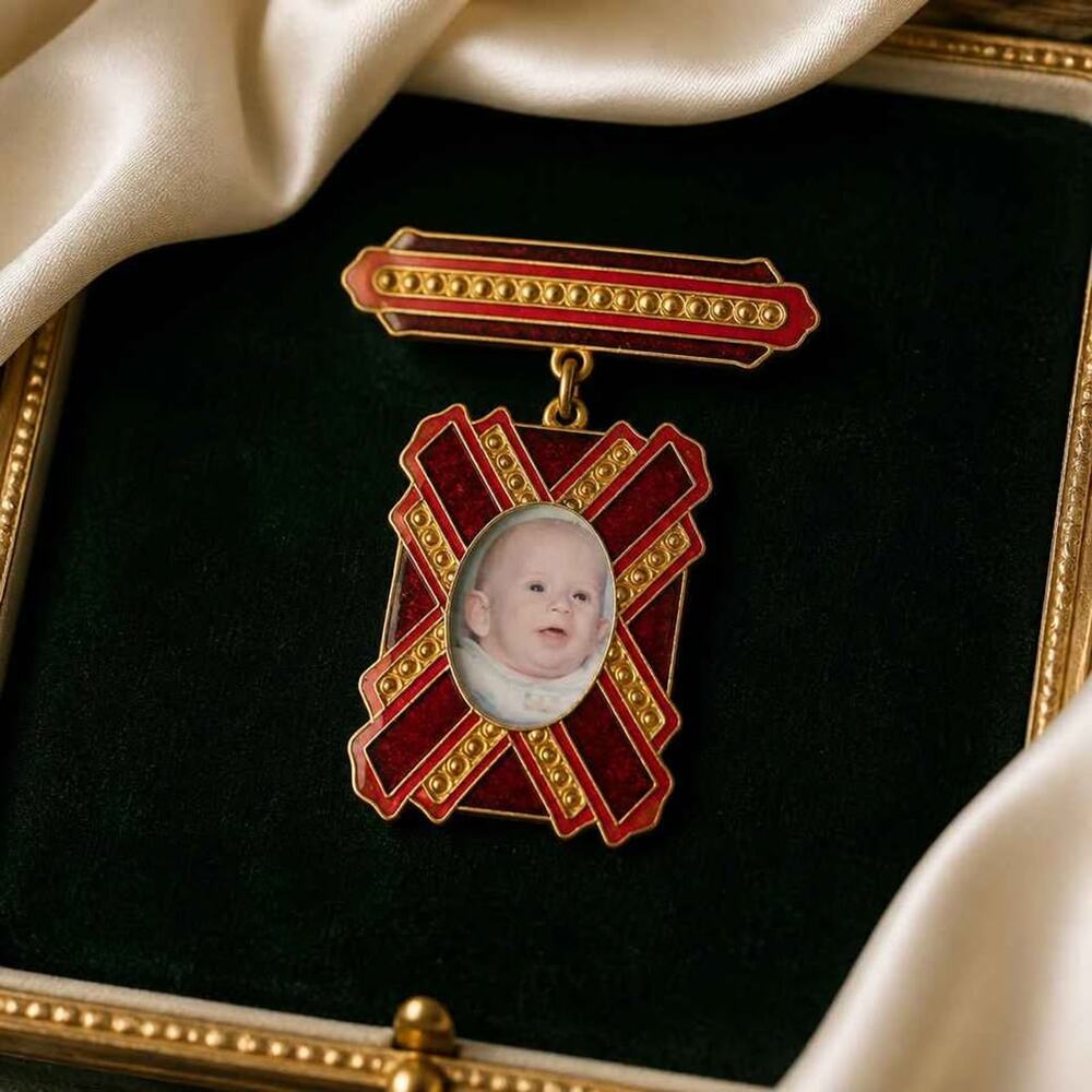 Vintage Red Enamel Photo Locket Brooch